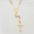 Rosario Virgen Milagrosa Cruz Cristo 10.6 g / 58 cm / 4 mm Tres Oros 18K