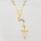 Rosario Virgen Milagrosa Cruz Cristo 10.6 g / 60 cm / 4 mm Tres Oros 18K