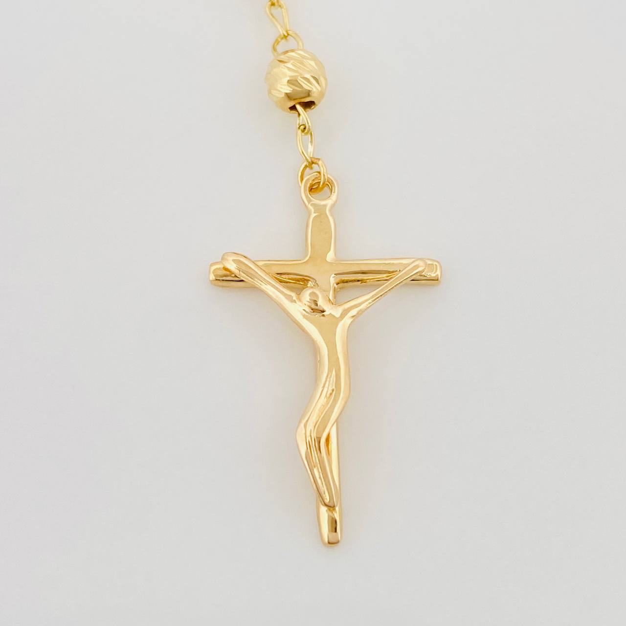 Rosario Virgen Milagrosa Cruz Cristo 10.6 g / 60 cm / 4 mm Tres Oros 18K