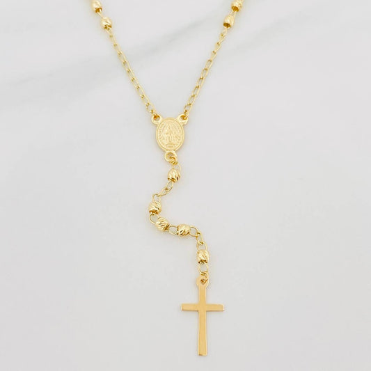 Rosario Virgen Milagrosa Cruz 5.7 g / 53 cm / 3 mm Oro Amarillo 18K