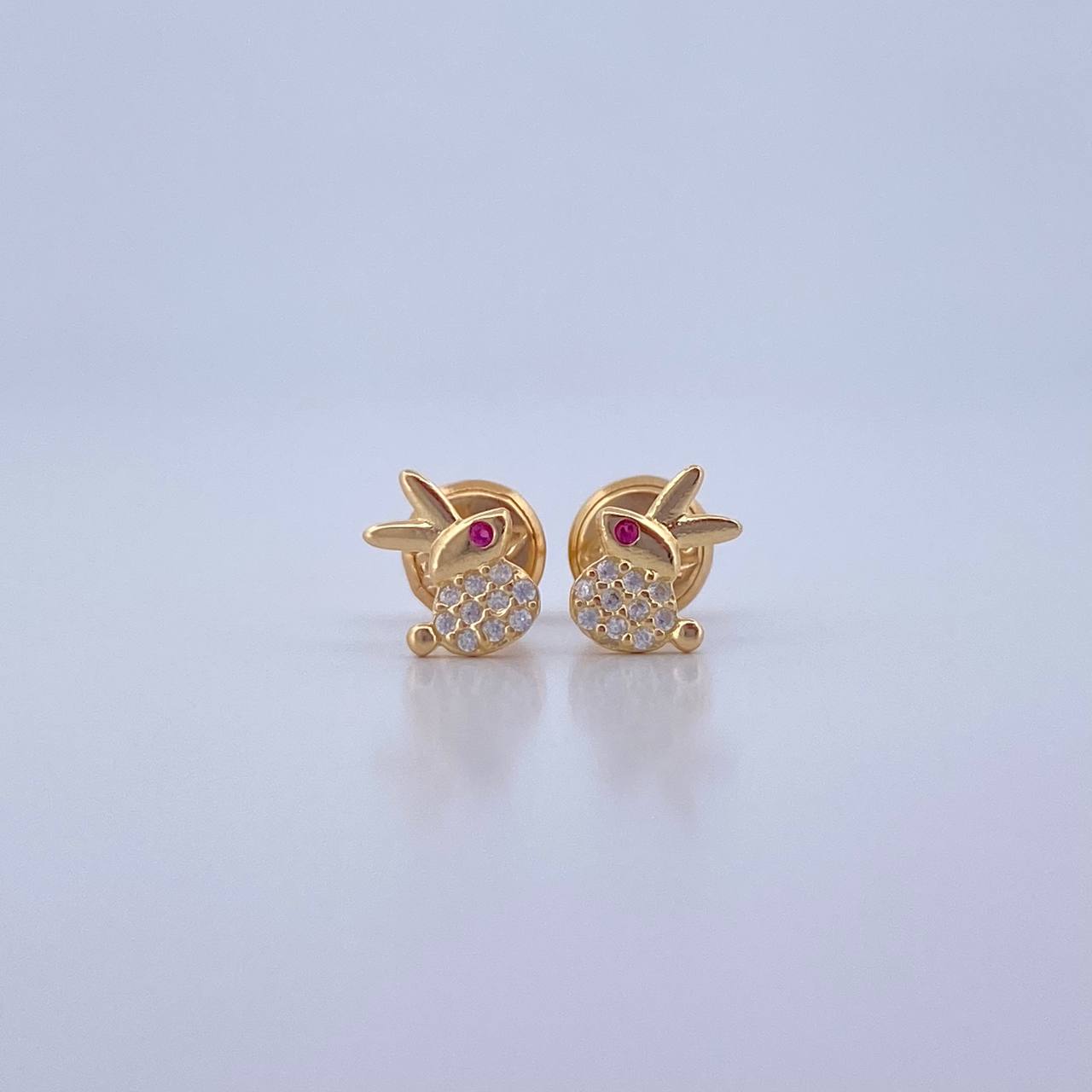 Topos Conejo 0.65gr / Circones Fucsia Blancos Oro Amarillo 18K $