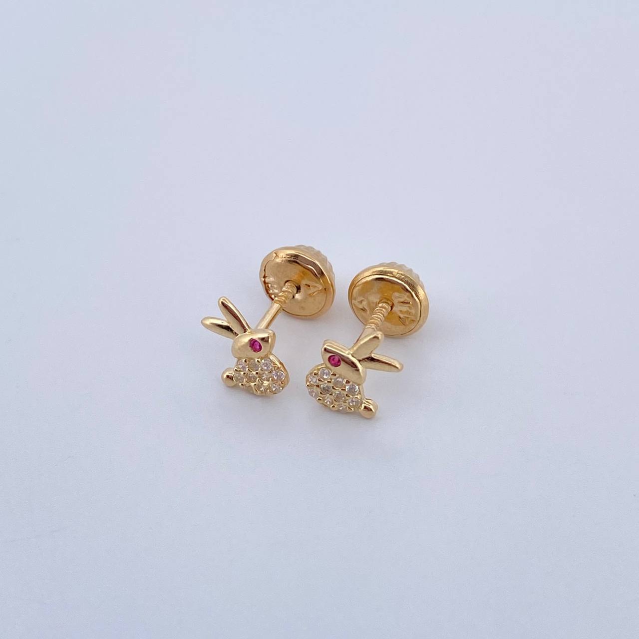 Topos Conejo 0.65gr / Circones Fucsia Blancos Oro Amarillo 18K $