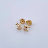 Topos Conejo 0.65gr / Circones Fucsia Blancos Oro Amarillo 18K &