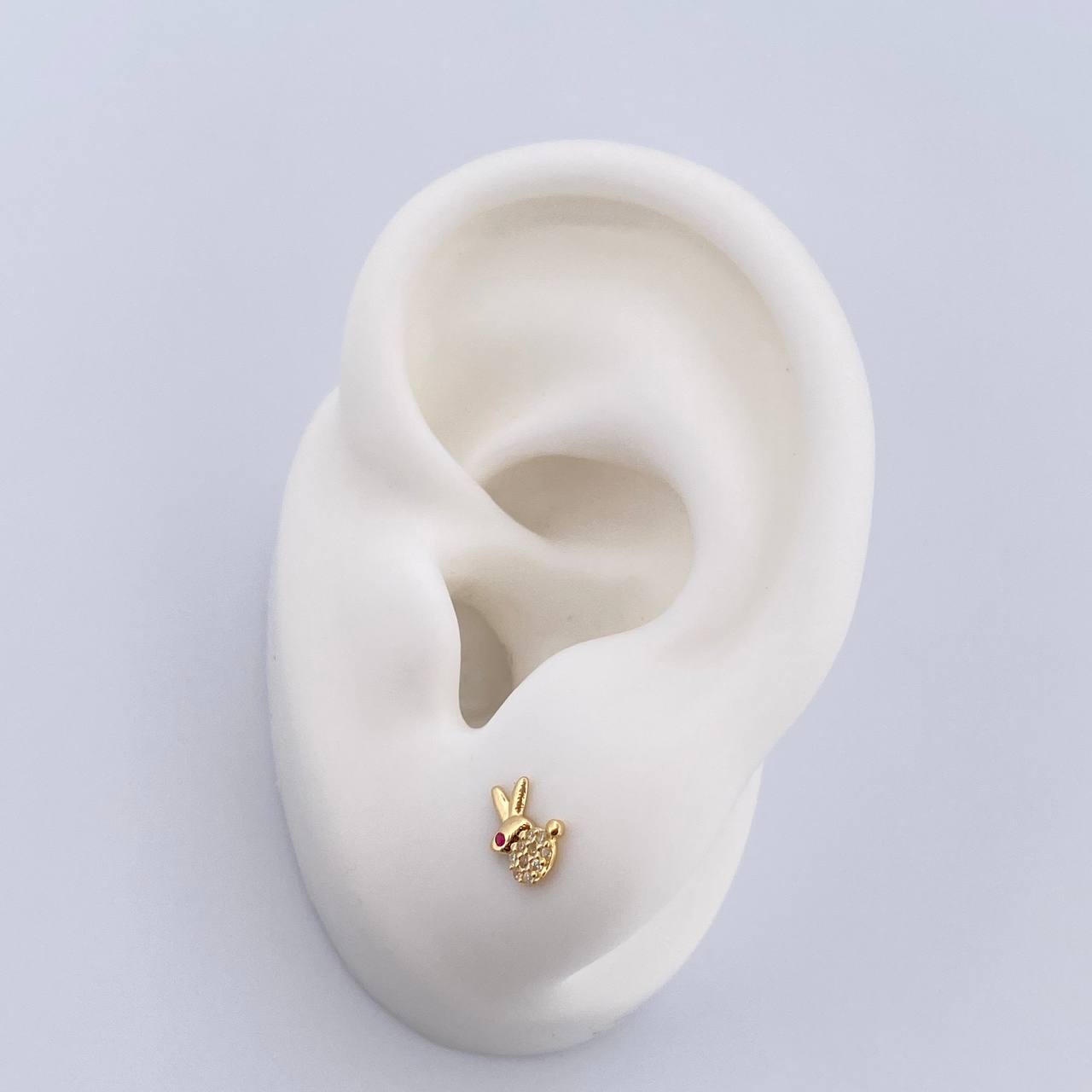 Topos Conejo 0.65gr / Circones Fucsia Blancos Oro Amarillo 18K &