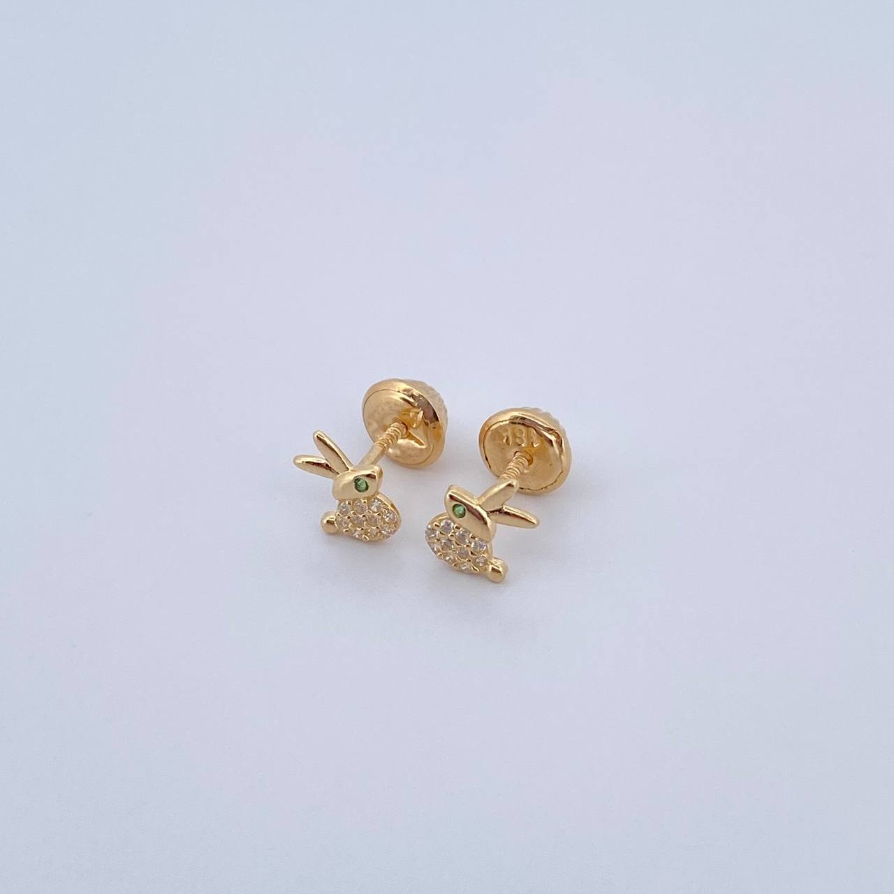Topos Conejo 0.65gr / Circones Verde Blancos Oro Amarillo 18K &