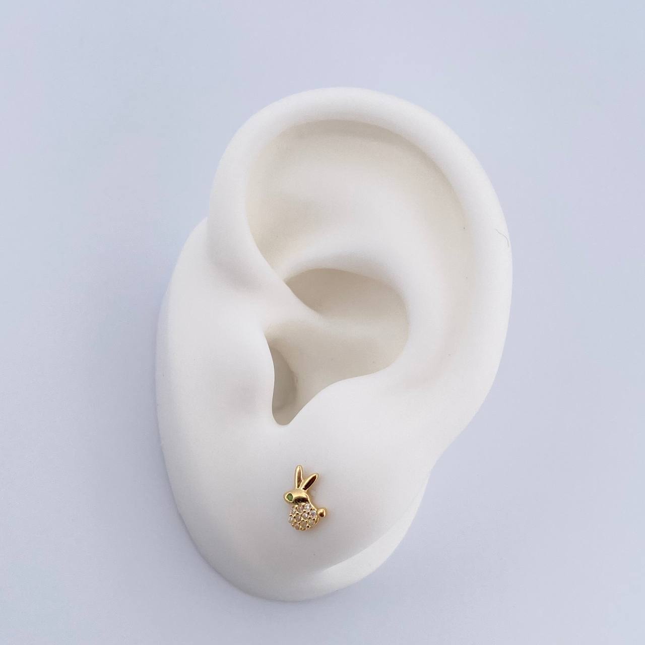 Topos Conejo 0.65gr / Circones Verde Blancos Oro Amarillo 18K $