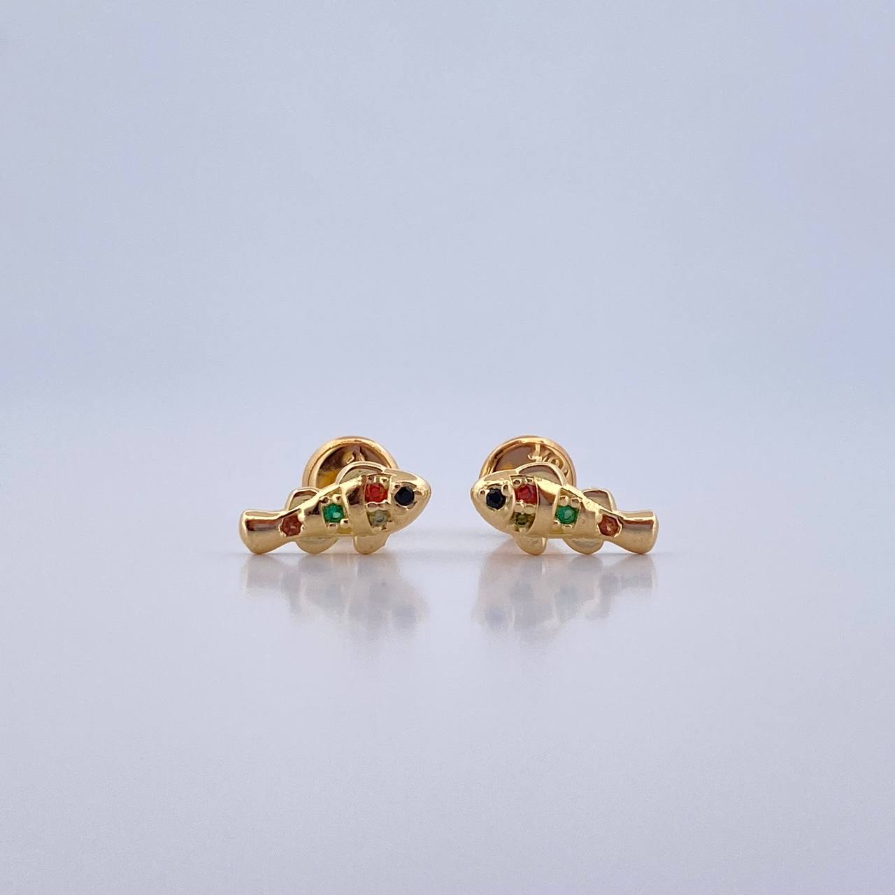 Topos Pez 1gr / Circones Naranja Amarillo Verde Café Oro Amarillo 18K &