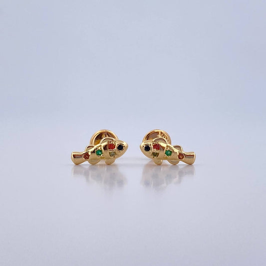 Topos Pez 1gr / Circones Naranja Amarillo Verde Café Oro Amarillo 18K &