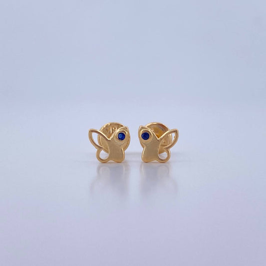 Topos Mariposa 0.65gr / Circon Azul Oro Amarillo 18K &