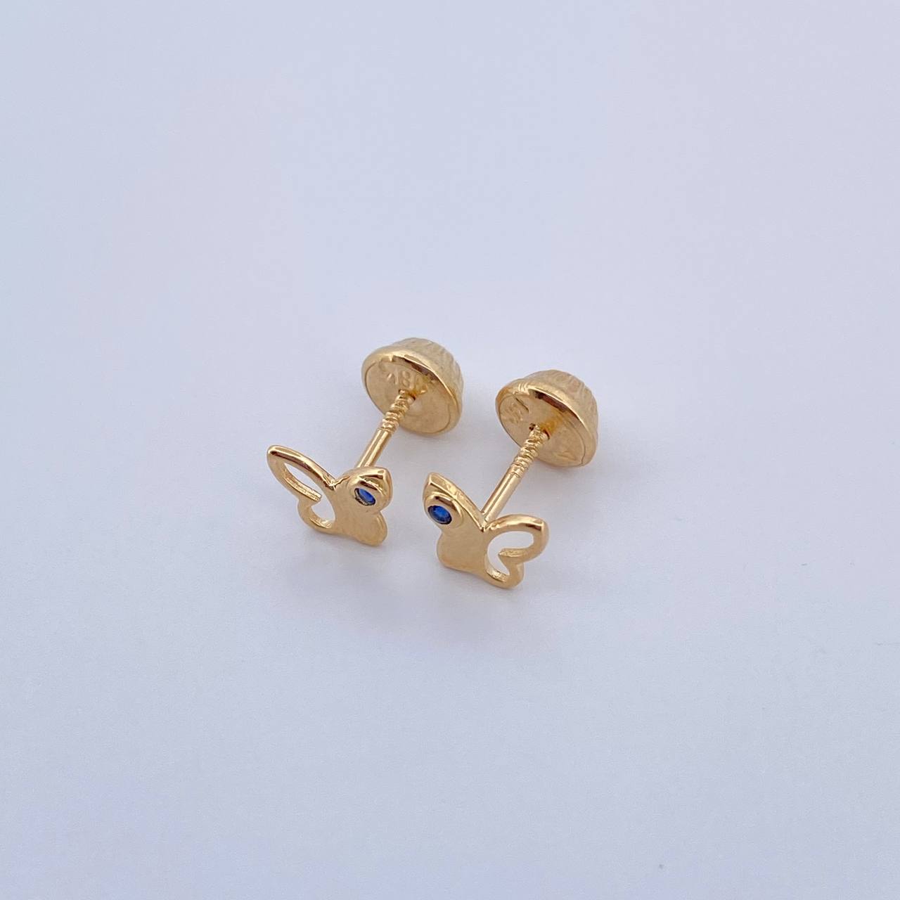 Topos Mariposa 0.65gr / Circon Azul Oro Amarillo 18K &