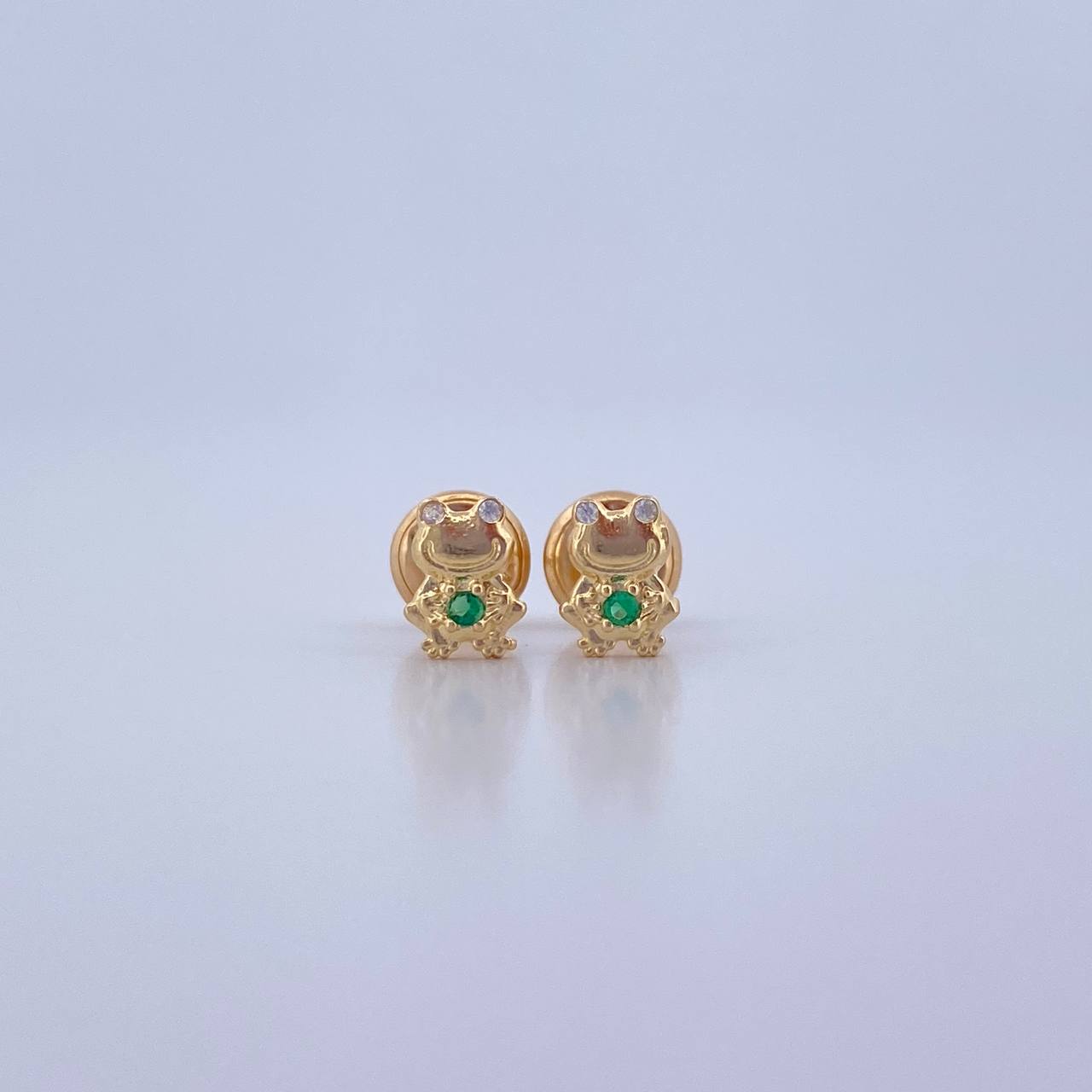 Topos Rana 0.65gr / Circones Verde Blancos  Oro Amarillo 18K &