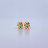 Topos Rana 0.65gr / Circones Verde Blancos  Oro Amarillo 18K &