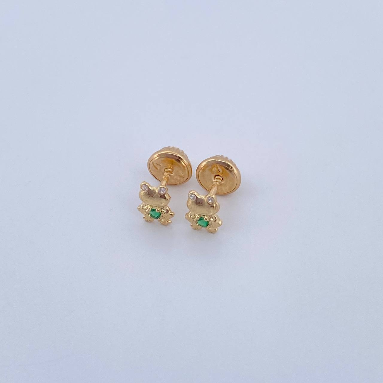 Topos Rana 0.65gr / Circones Verde Blancos  Oro Amarillo 18K &