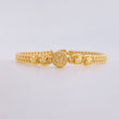Pulsera Tejida Beige Herraje San Benito Bolas Diamantadas 4Mm / 4 Und Oro Amarillo 18K