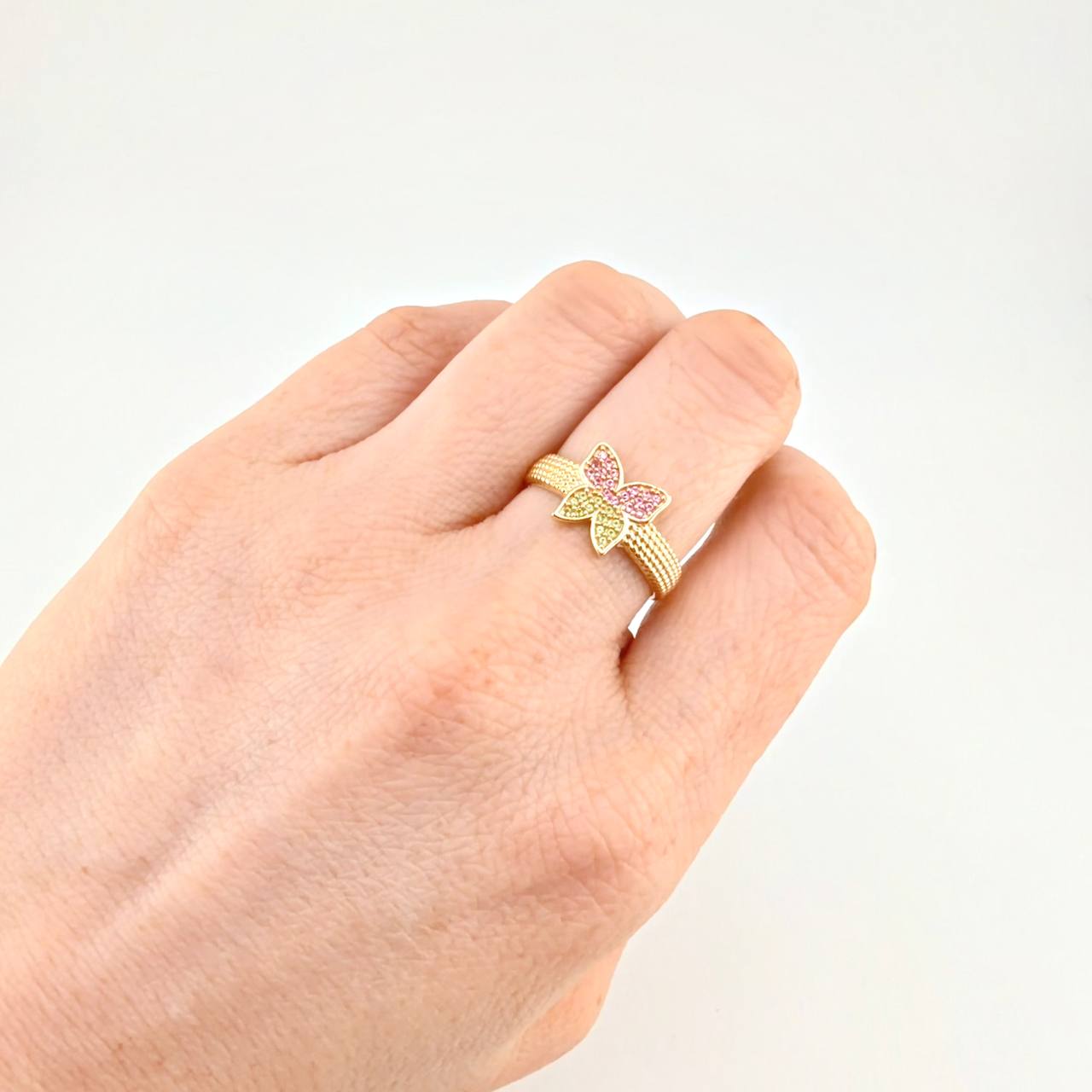 Anillo Mariposa Burbuja 3.7 g / T7 1/4 Oro Blanco 18K