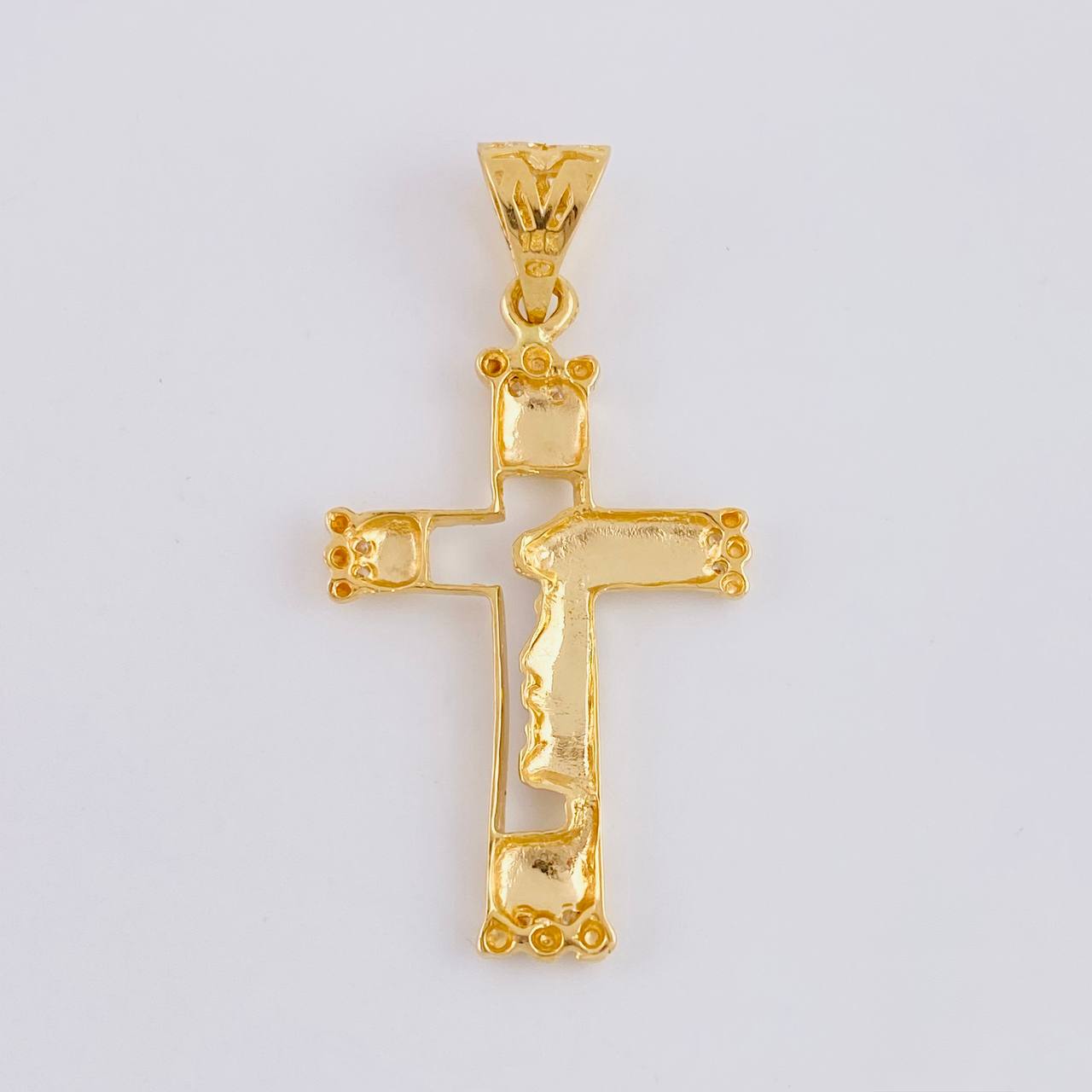 Dije Cruz Silueta Rostro 3.15 g / 4.2 cm Dos Oros Amarillo Blanco 18K