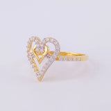 Anillo Doble Corazón Cruzado 2g / T6 1/2 Oro Amarillo 18K