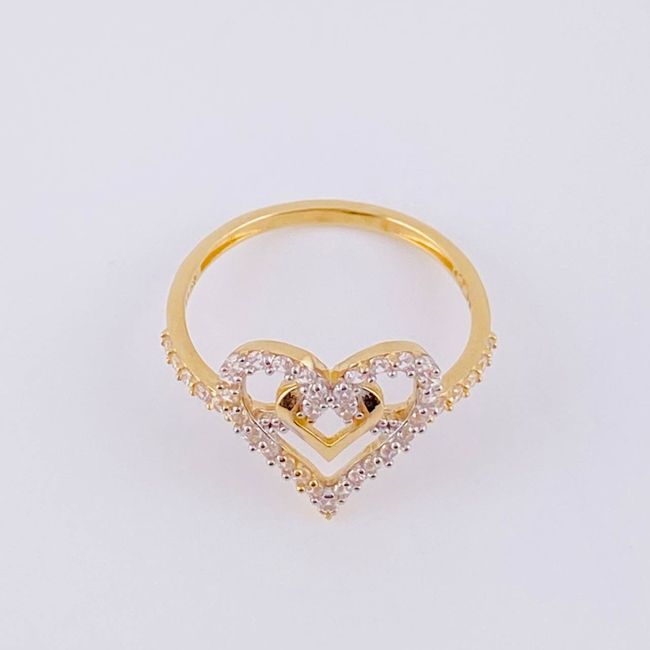 Anillo Doble Corazón Cruzado 2g / T6 1/2 Oro Amarillo 18K