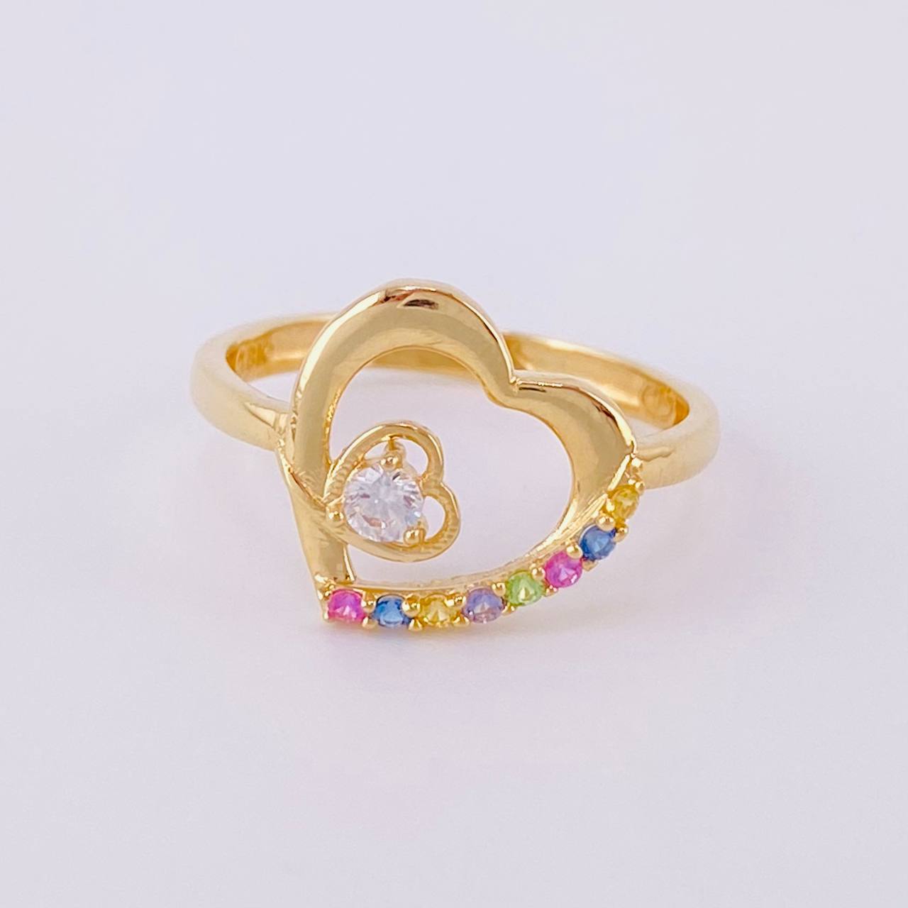 Anillo Doble Silueta Corazón 1.55g / T5 1/4 Oro Amarillo 18K