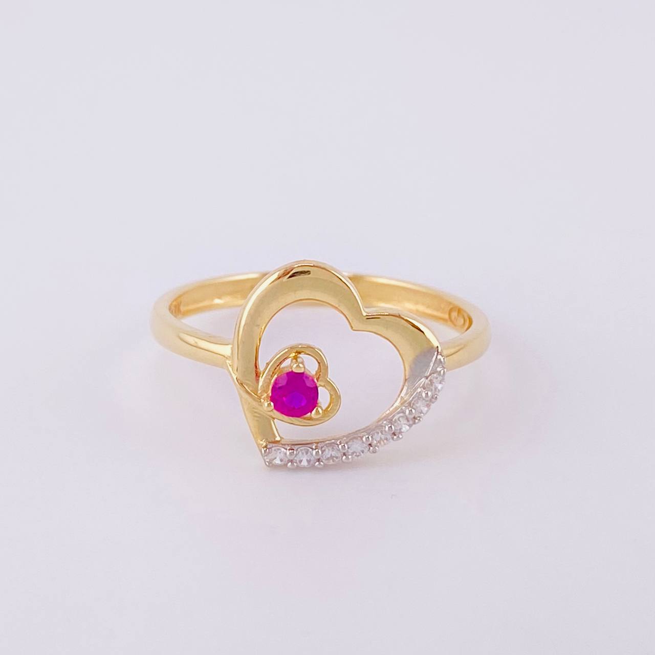 Anillo Doble Silueta Corazón 1.7g / T7 1/4 Oro Amarillo 18K