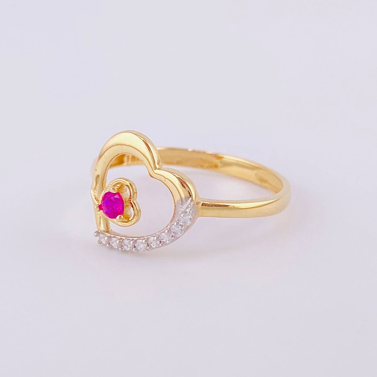 Anillo Doble Silueta Corazón 1.7g / T7 1/4 Oro Amarillo 18K