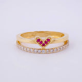 Anillo Doble Carril Corazón 2.45g / T5 3/4 Oro Amarillo 18K