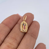 Dije Virgen Guadalupe 1.2gr / 2cm / Circones Blancos Fucsias Azules Oro Amarillo 18K &