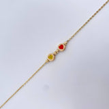 Pulso Aro Seguido Corazones 2.15gr / 19.5cm / 3mm Bolas Diamantadas Oro Amarillo 18K &