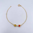Pulso Aro Seguido Corazones 2.15gr / 19.5cm / 3mm Bolas Diamantadas Oro Amarillo 18K &