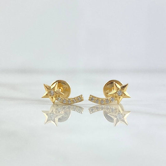 Topos Estrella Fugaz 1.05gr / 1cm / Circones Blancos Oro Amarillo 18K