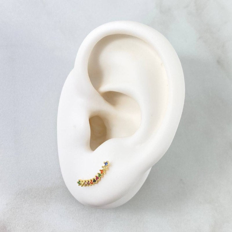 Topos Arco Estela 0.8gr / 1.5cm / Circones Multicolor Oro Amarillo 18K