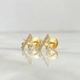 Topos FE 0.8gr / 9mm Cursiva - Circones Blancos Oro Amarillo 18K