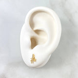 Topos FE 0.8gr / 9mm Cursiva - Circones Blancos Oro Amarillo 18K