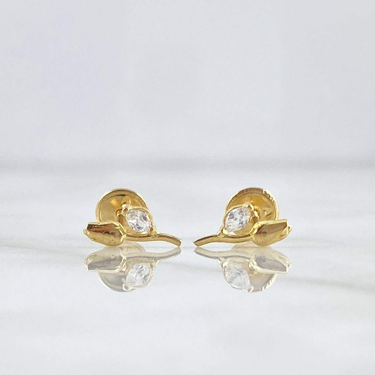 Topos Tulipan 0.75gr / 1cm / Circon Blanco Oro Amarillo 18K ©