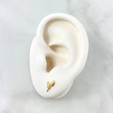 Topos Tulipan 0.75gr / 1cm / Circon Blanco Oro Amarillo 18K ©