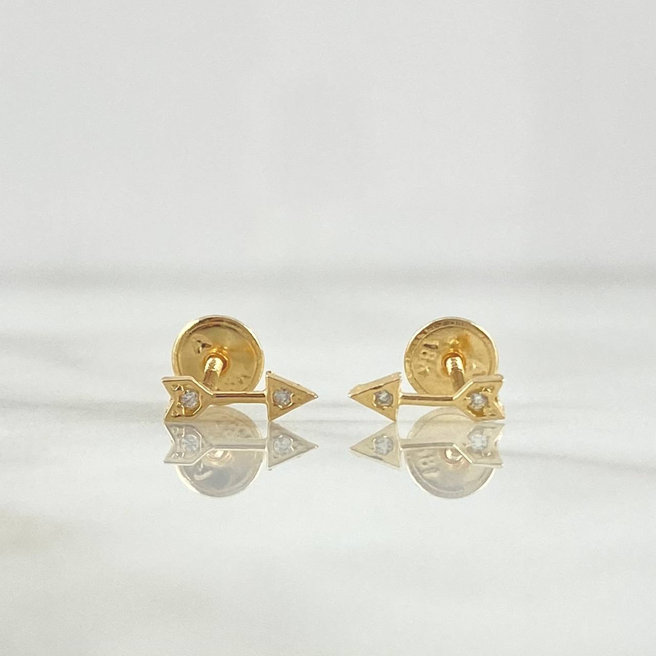 Topos Flecha 0.6gr / 9mm Circones Blancos Oro Amarillo 18K
