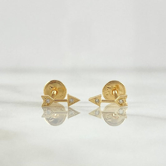 Topos Flecha 0.6gr / 9mm Circones Blancos Oro Amarillo 18K