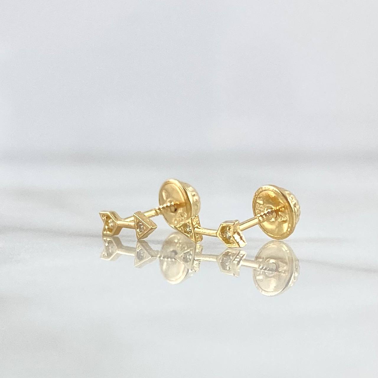 Topos Flecha 0.6gr / 9mm Circones Blancos Oro Amarillo 18K
