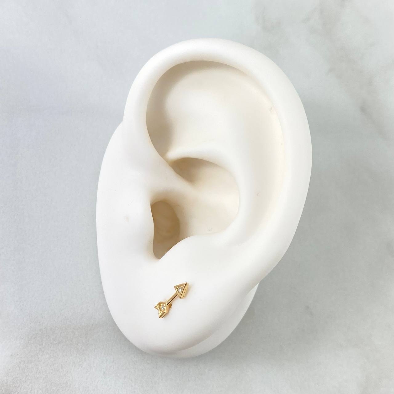 Topos Flecha 0.6gr / 9mm Circones Blancos Oro Amarillo 18K