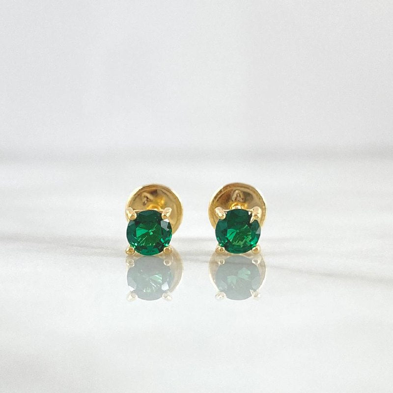 Topos Caja 0.9gr / 4mm Circones Verdes Oro Amarillo 18K (Joya) ©