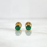 Topos Caja 0.9gr / 4mm Circones Verdes Oro Amarillo 18K (Joya) ©