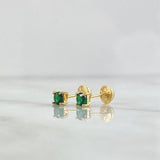 Topos Caja 0.9gr / 4mm Circones Verdes Oro Amarillo 18K (Joya) ©