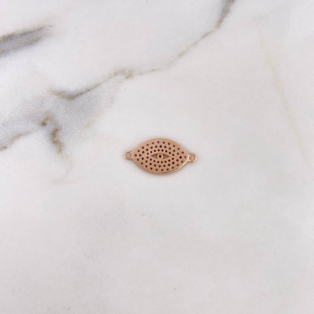Herraje Ojo Mistico 1.75gr / 2.2cm / Circones Blancos Oro Rosa 18K $