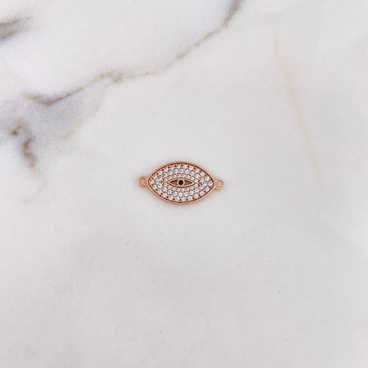 Herraje Ojo Mistico 1.75gr / 2.2cm / Circones Blancos Oro Rosa 18K $