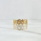 Anillo Cubano 3.85gr / T7 / Circones Blancos Oro Amarillo 18K *