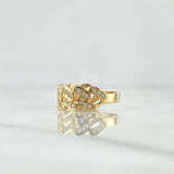 Anillo Cubano 3.85gr / T7 / Circones Blancos Oro Amarillo 18K *