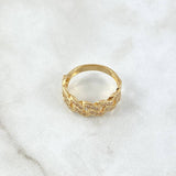 Anillo Cubano 3.85gr / T7 / Circones Blancos Oro Amarillo 18K *