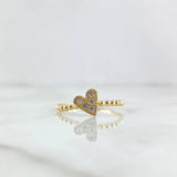 Anillo Esferas Corazón 2.05gr / T7 3/4 / Circones Blancos Oro Amarillo 18K *