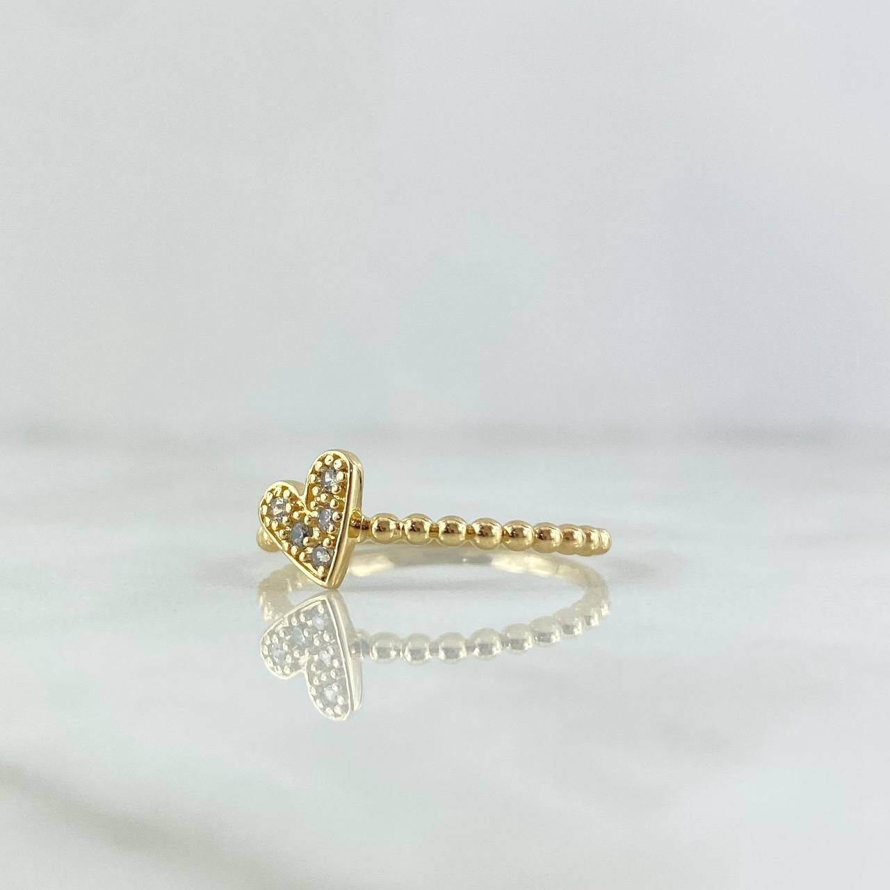 Anillo Esferas Corazón 2.05gr / T7 3/4 / Circones Blancos Oro Amarillo 18K *
