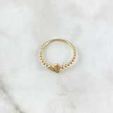 Anillo Esferas Corazón 2.05gr / T7 3/4 / Circones Blancos Oro Amarillo 18K *